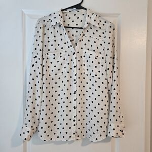 Express Cream/Black Polka Dot Dress Shirt
